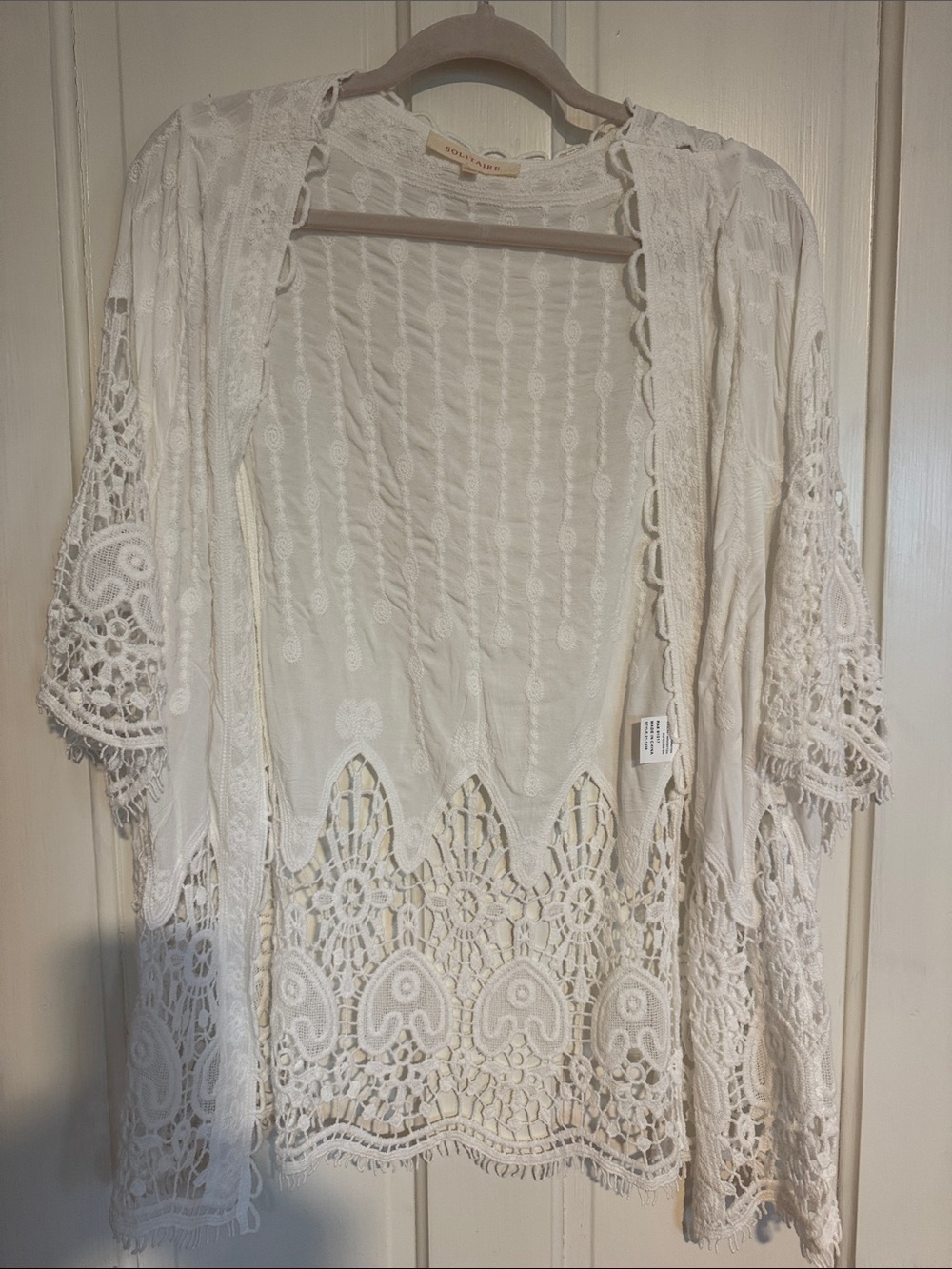 Solitaire White Crochet kimono cardigan Top